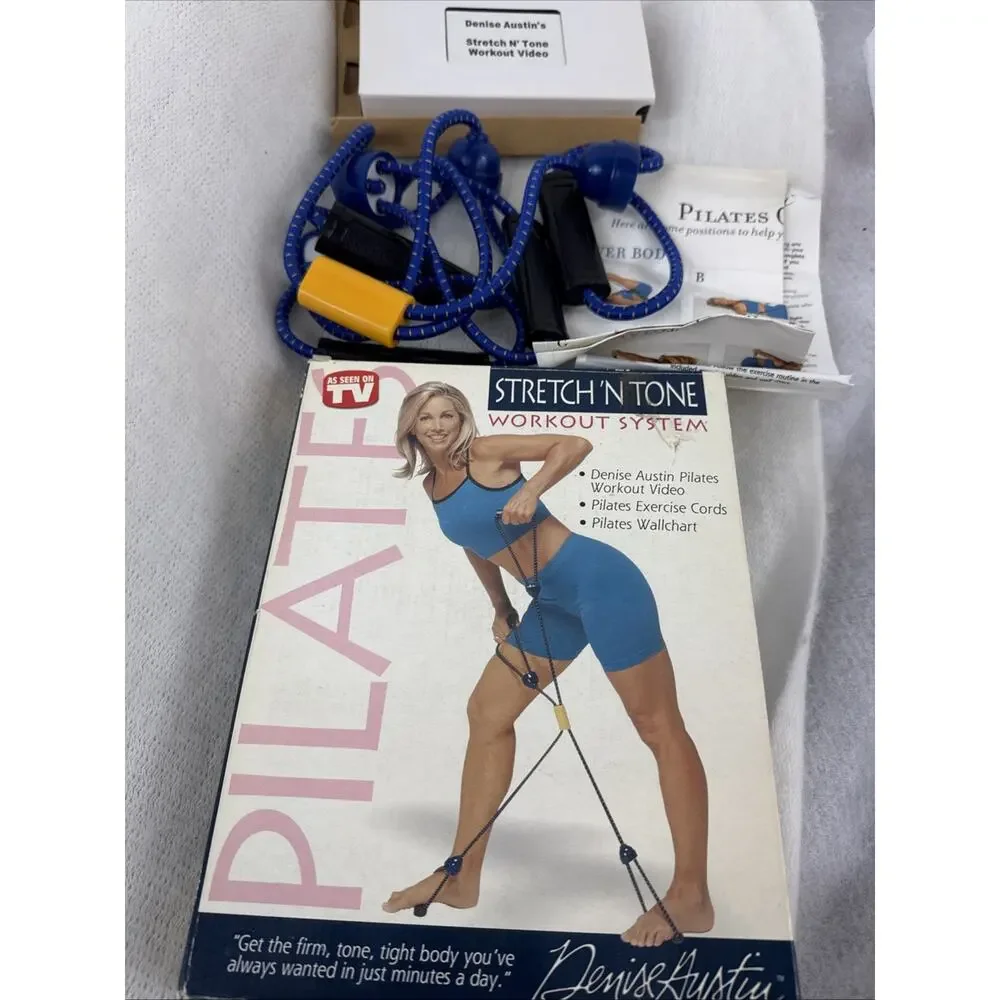 Denise Austin Pilates Workout System (Video, Exercise Cords, Wallchart) NIB VHS